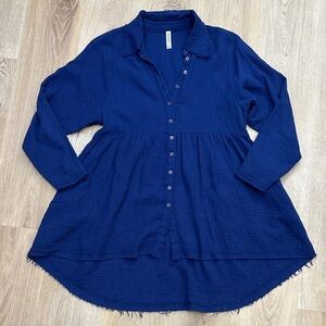 Zenana Outfitters Royal Blue Button-Up Shirt Dress